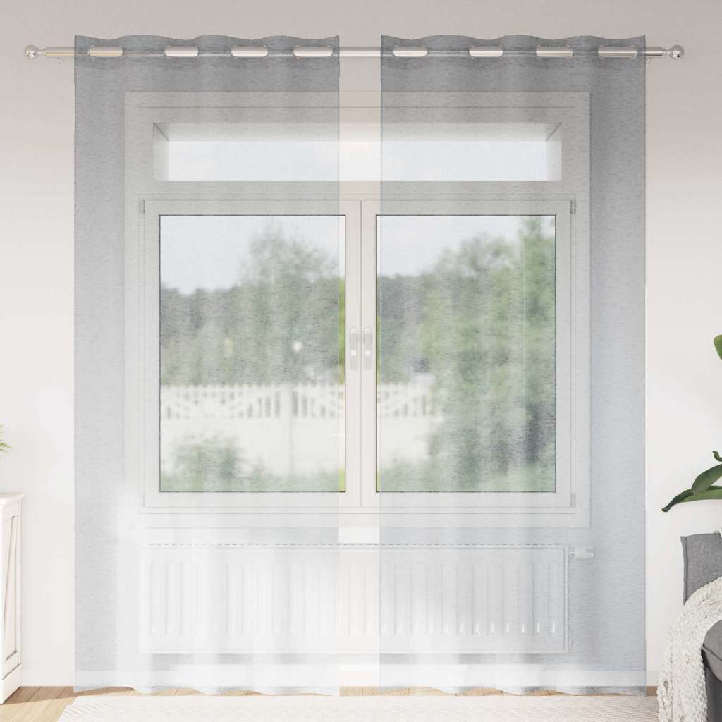 Voile-Vorhang 2 pcs Dunkelgrau 225 x 140 cm Polyester