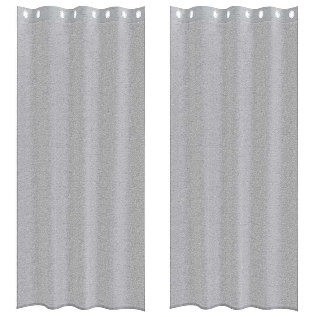 Voile-Vorhang 2 pcs Dunkelgrau 225 x 140 cm Polyester