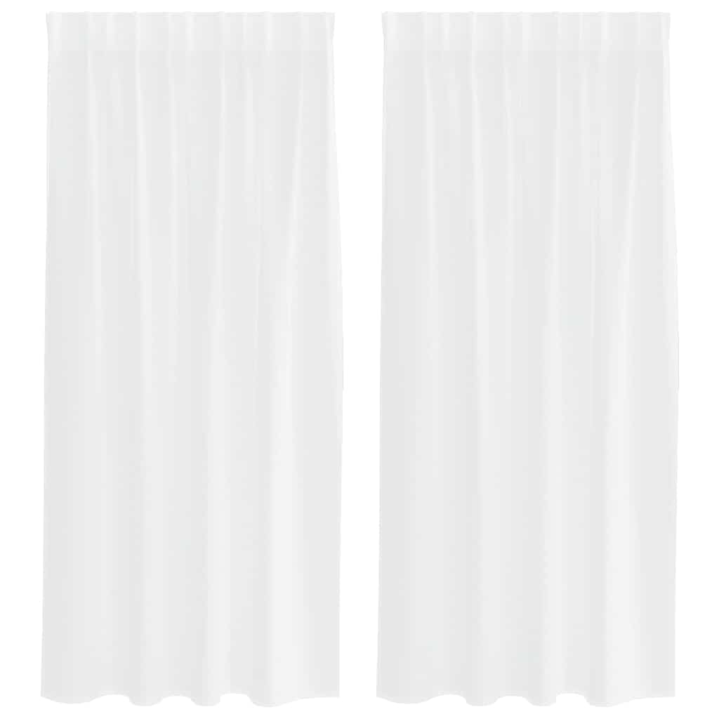 Voile-Vorhang mit Vorhängen 2 pcs Weiß 175 x 140 cm Polyester