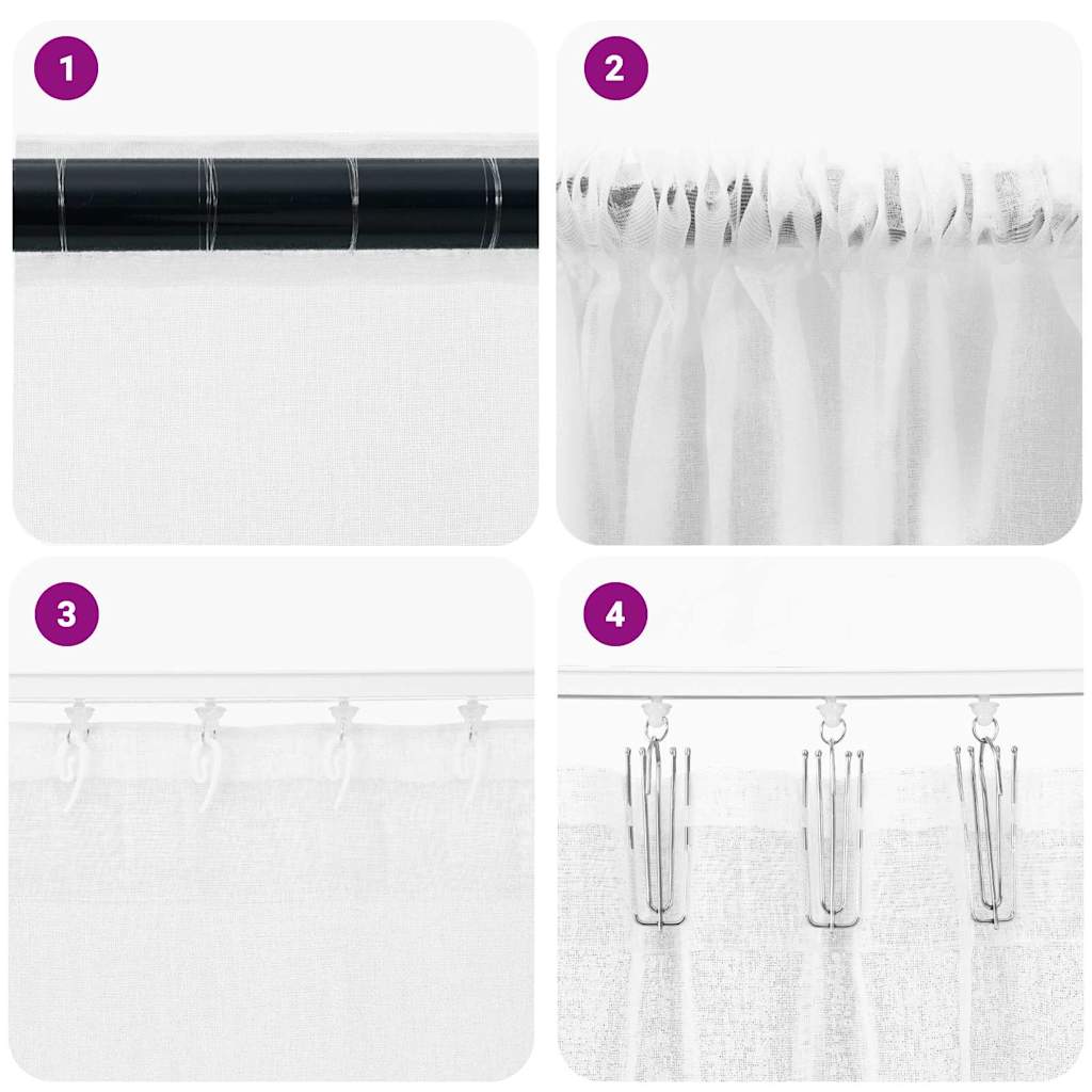 Voile-Vorhang mit Vorhängen 2 pcs Weiß 245 x 140 cm Polyester