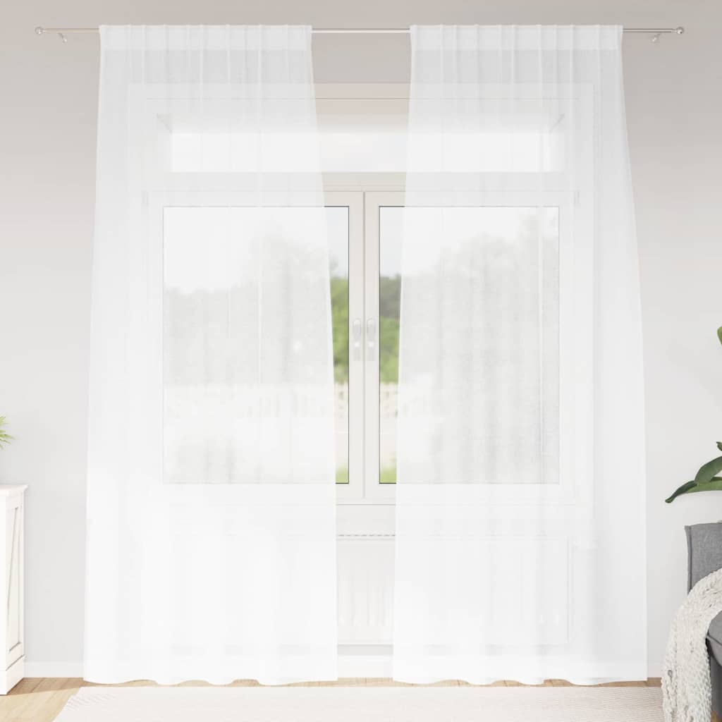 Voile-Vorhang mit Vorhängen 2 pcs Weiß 260 x 140 cm Polyester