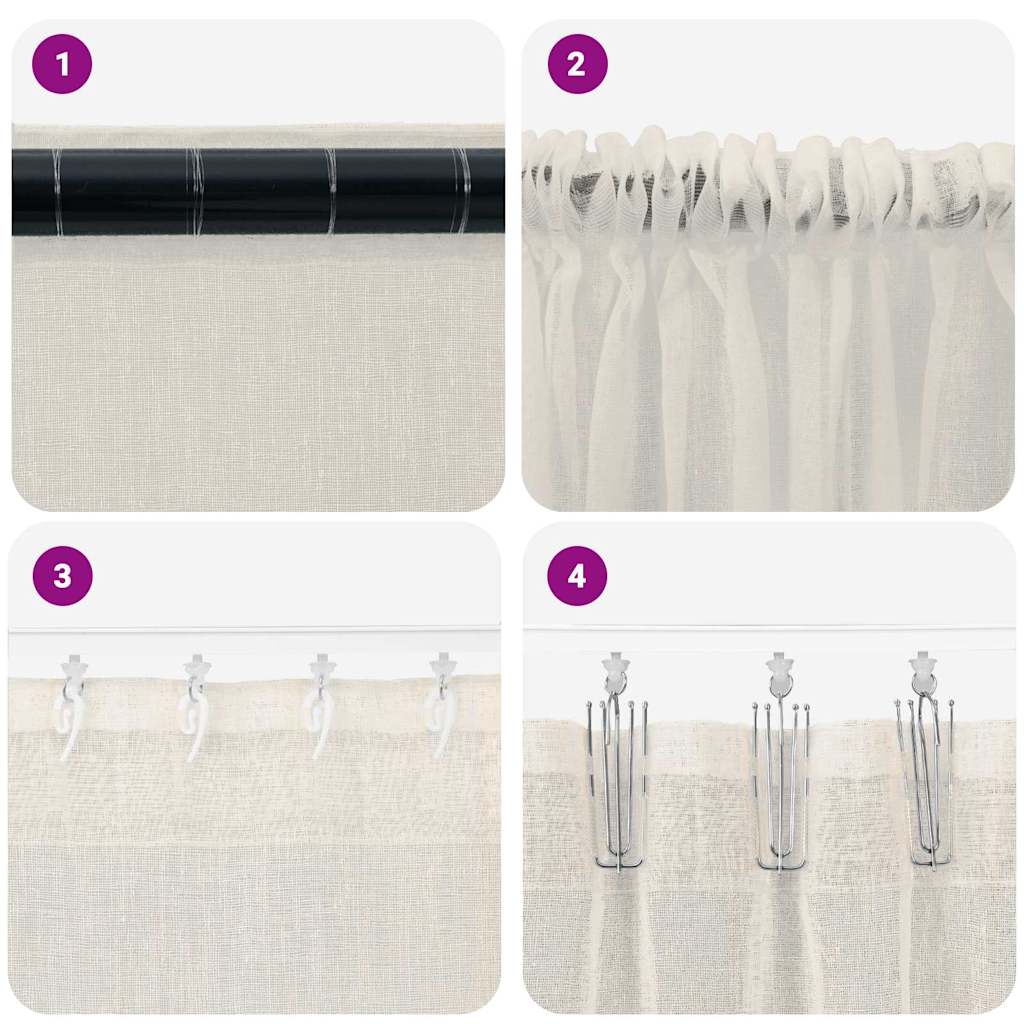 Voile-Vorhang mit Vorhängen 2 pcs Creme 225 x 140 cm Polyester