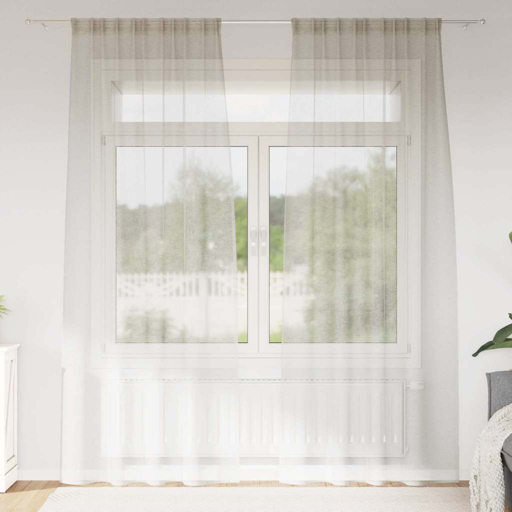 Voile-Vorhang mit Vorhängen 2 pcs Creme 245 x 140 cm Polyester