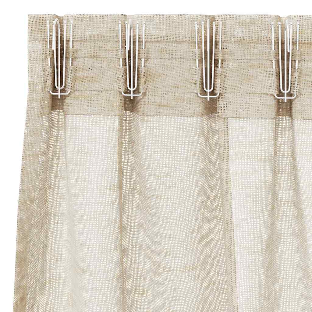Voile-Vorhang mit Vorhängen 2 pcs Sand 175 x 140 cm Polyester