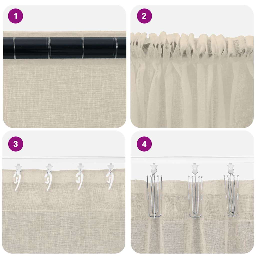 Voile-Vorhang mit Vorhängen 2 pcs Sand 225 x 140 cm Polyester