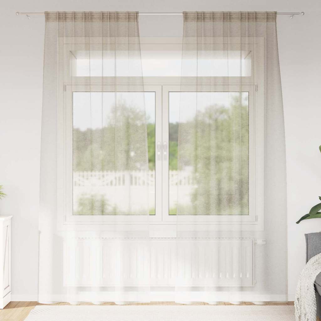 Voile-Vorhang mit Vorhängen 2 pcs Sand 225 x 140 cm Polyester