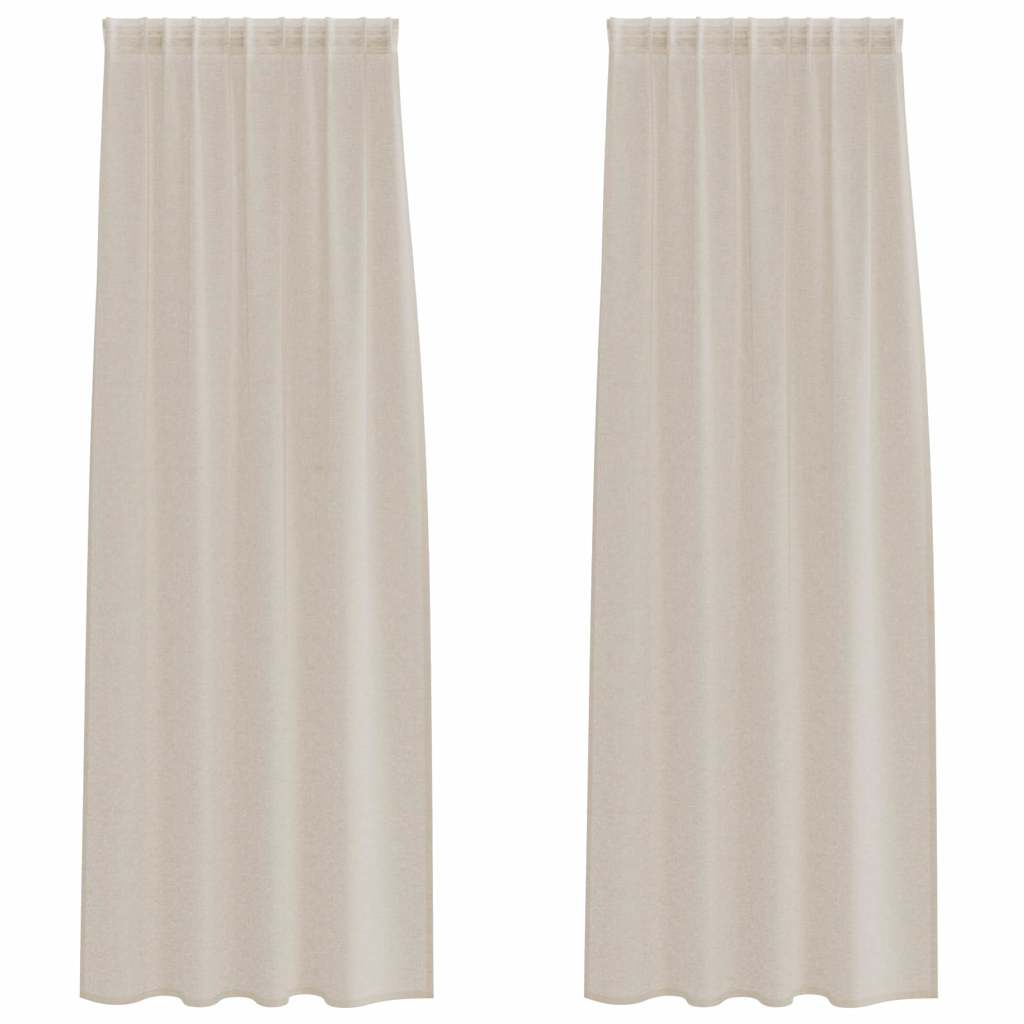 Voile-Vorhang mit Vorhängen 2 pcs Sand 225 x 140 cm Polyester