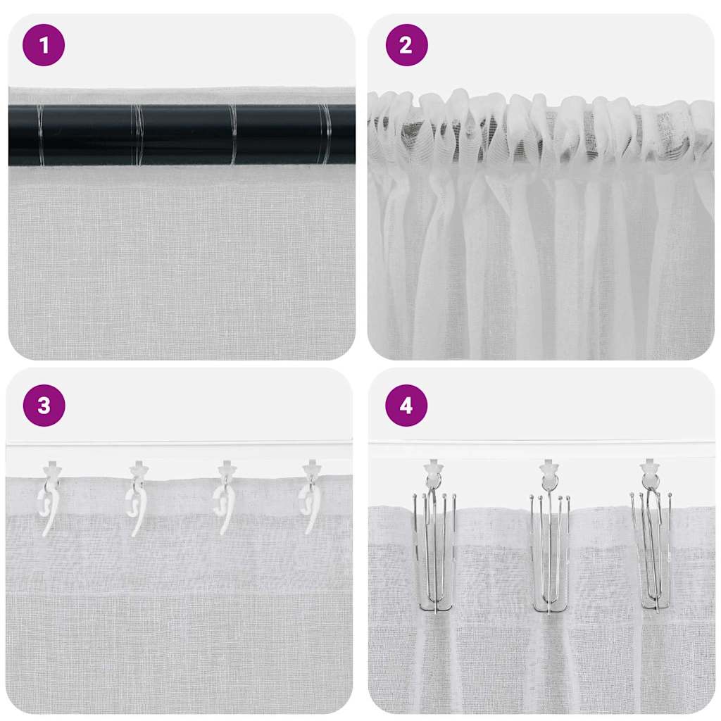 Voile-Vorhang 2 pcs Hellgrau 175 x 140 cm Polyester