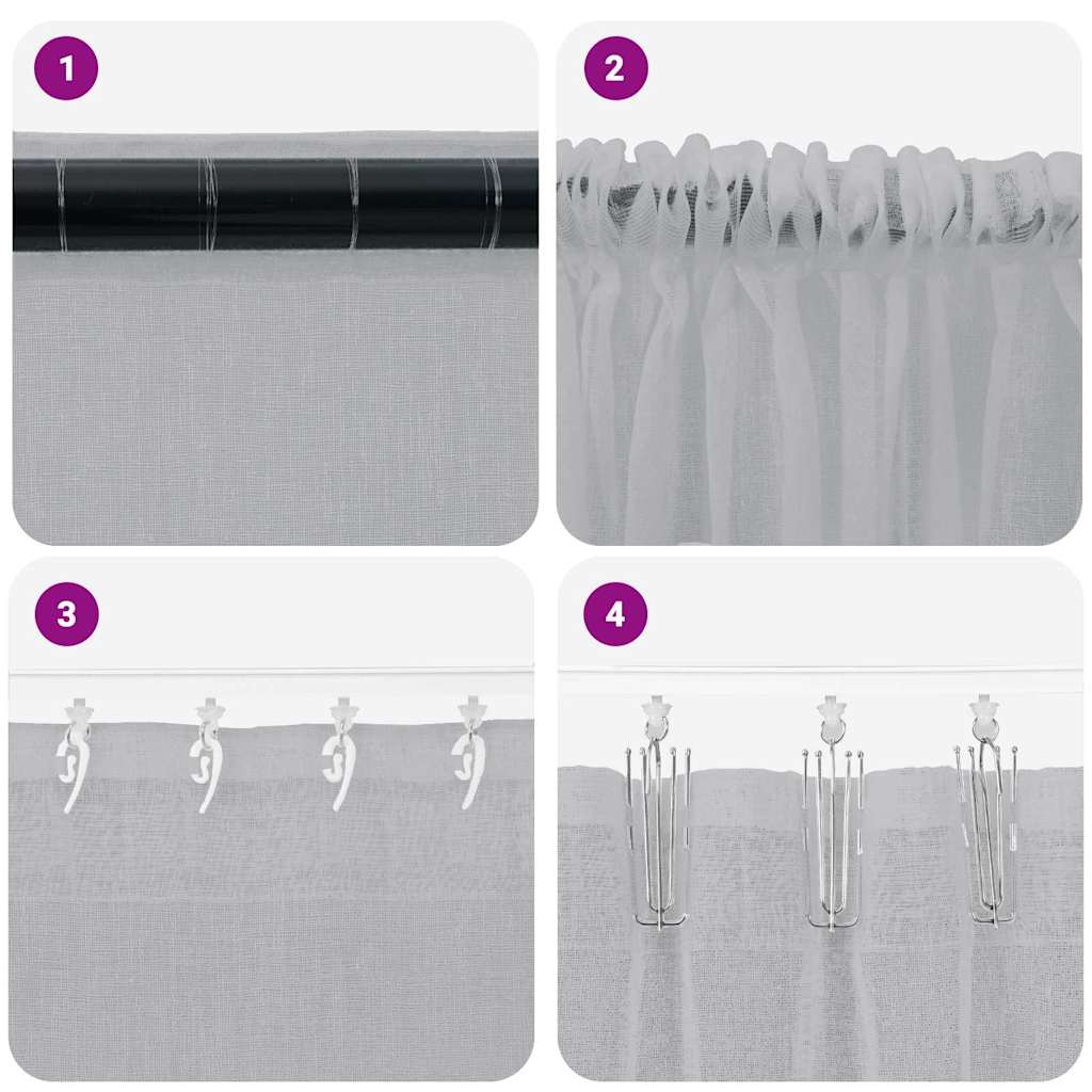 Voile-Vorhang 2 pcs Dunkelgrau 175 x 140 cm Polyester