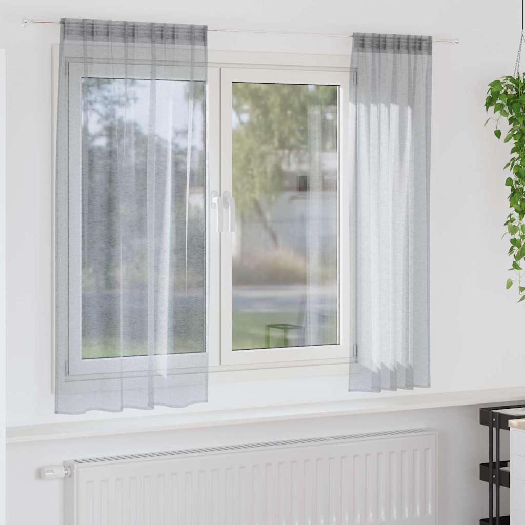 Voile-Vorhang 2 pcs Dunkelgrau 175 x 140 cm Polyester