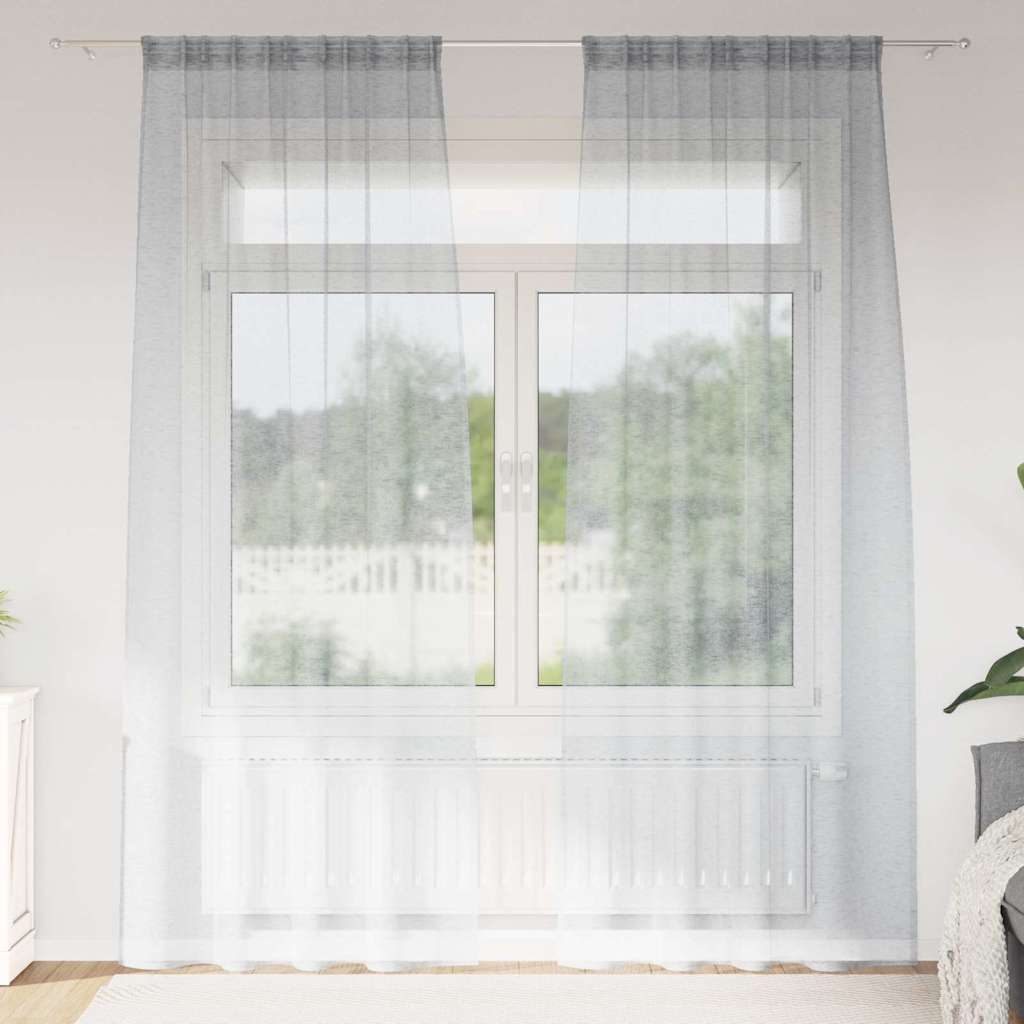 Voile-Vorhang 2 pcs Dunkelgrau 225 x 140 cm Polyester