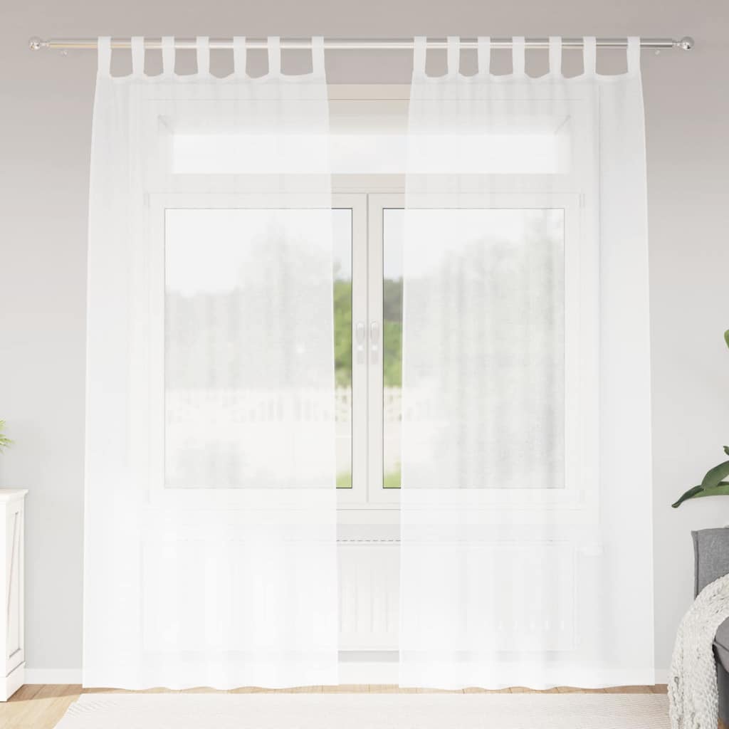 Voile-Vorhang mit Vorhängen 2 pcs Weiß 225 x 140 cm Polyester