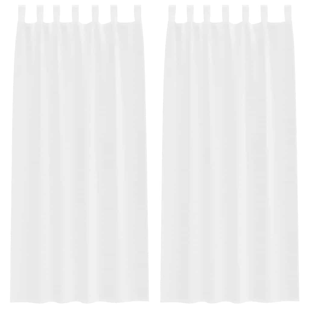 Voile-Vorhang mit Vorhängen 2 pcs Weiß 225 x 140 cm Polyester