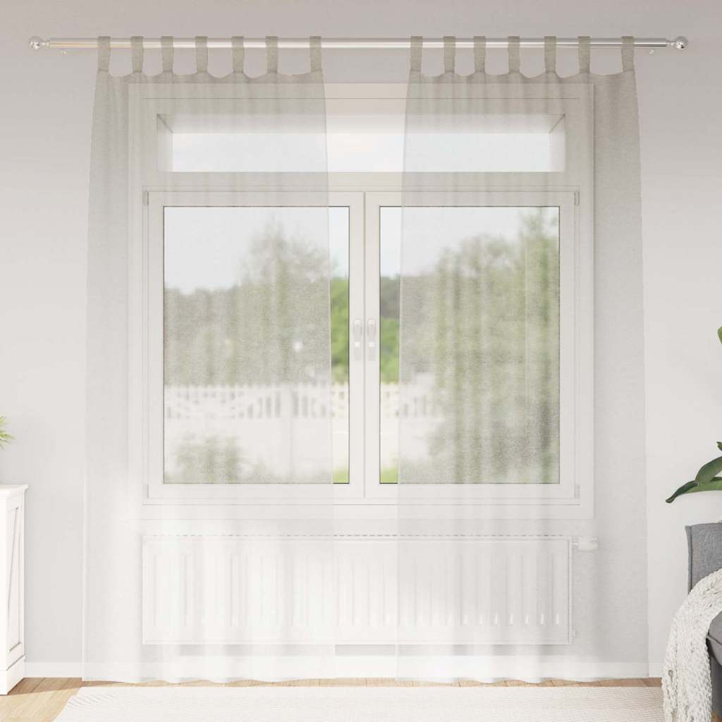 Voile-Vorhang mit Vorhängen 2 pcs Creme 225 x 140 cm Polyester