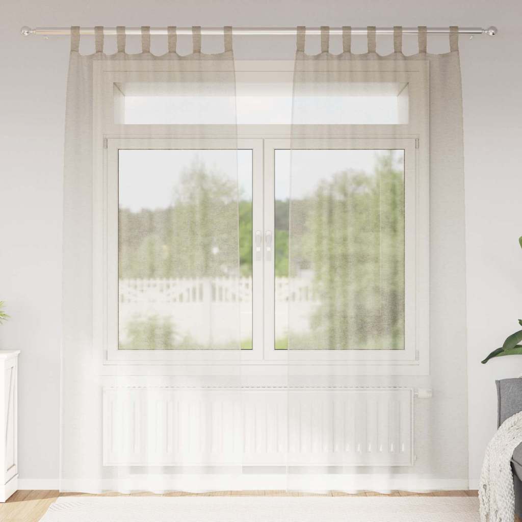Voile-Vorhang mit Vorhängen 2 pcs Sand 245 x 140 cm Polyester