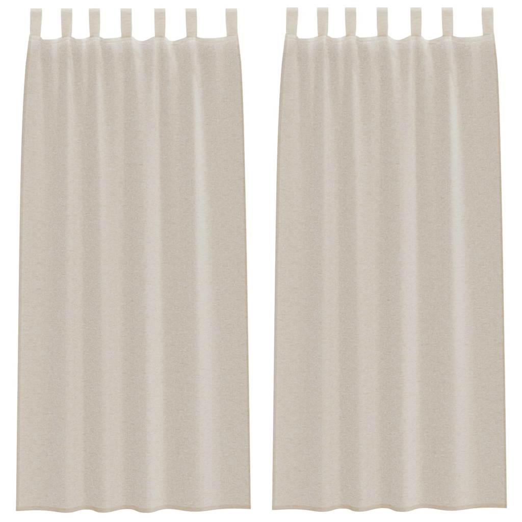 Voile-Vorhang mit Vorhängen 2 pcs Sand 260 x 140 cm Polyester
