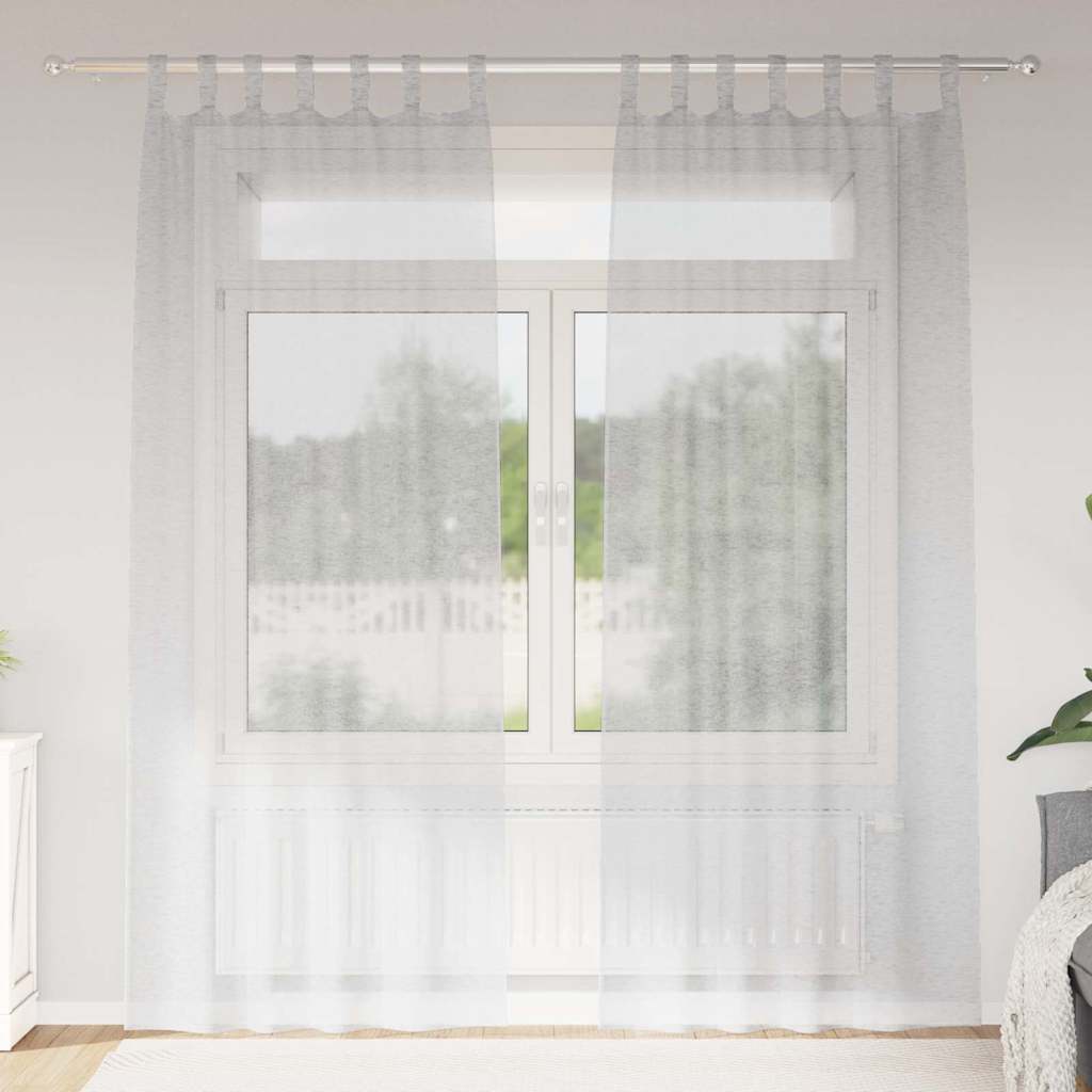 Voile-Vorhang 2 pcs Hellgrau 225 x 140 cm Polyester