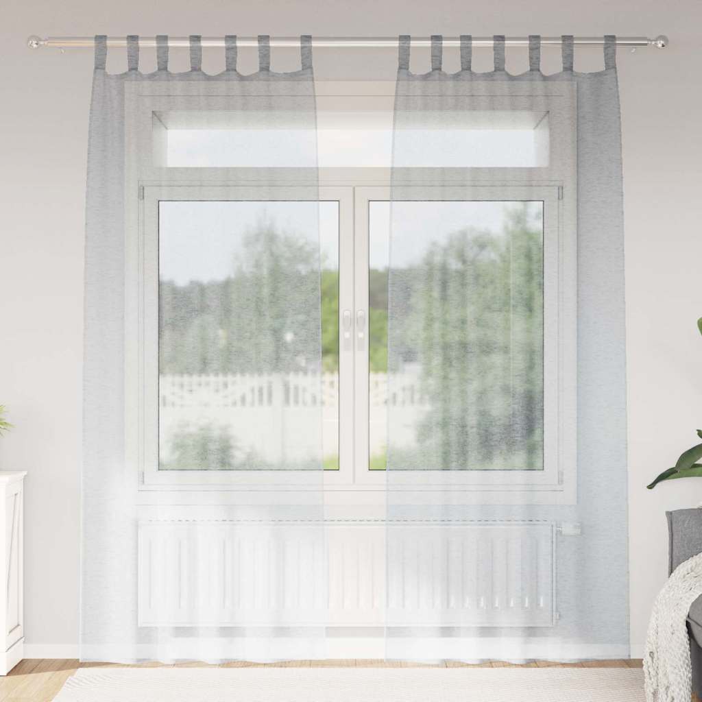 Voile-Vorhang 2 pcs Dunkelgrau 225 x 140 cm Polyester