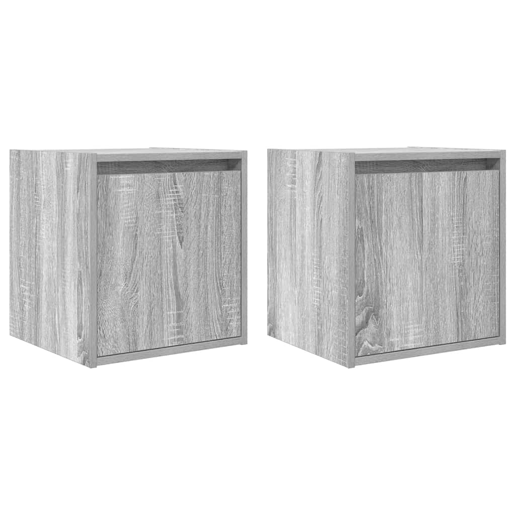 Wand-Nachttische 2 Stk. Grau Sonoma 38x34x40 cm