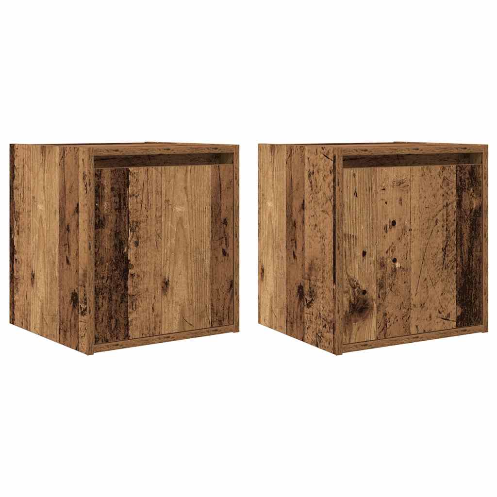 Wand-Nachttische 2 Stk. Altholz-Optik 38x34x40 cm