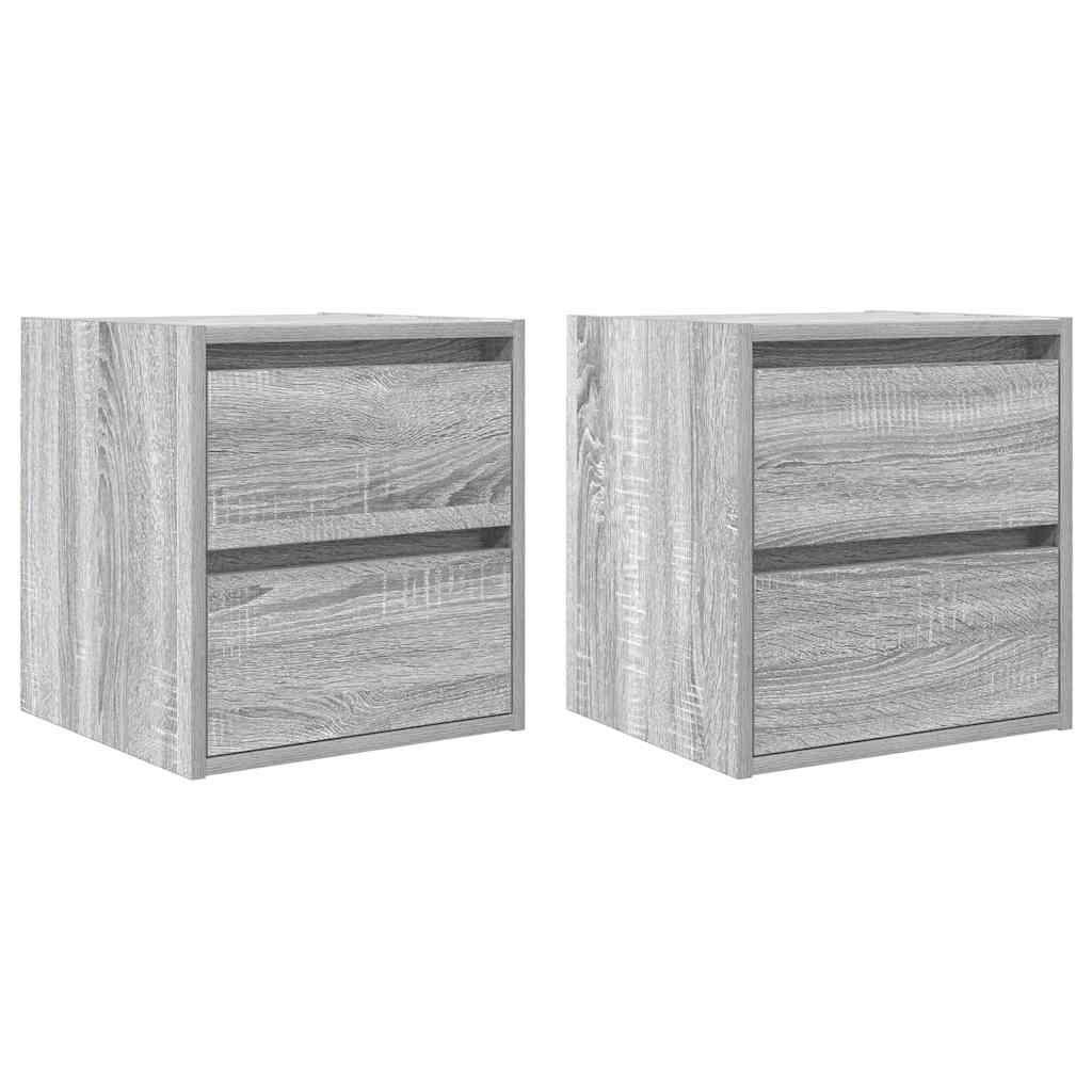 Wand-Nachttische 2 Stk. Grau Sonoma 38x34x40 cm
