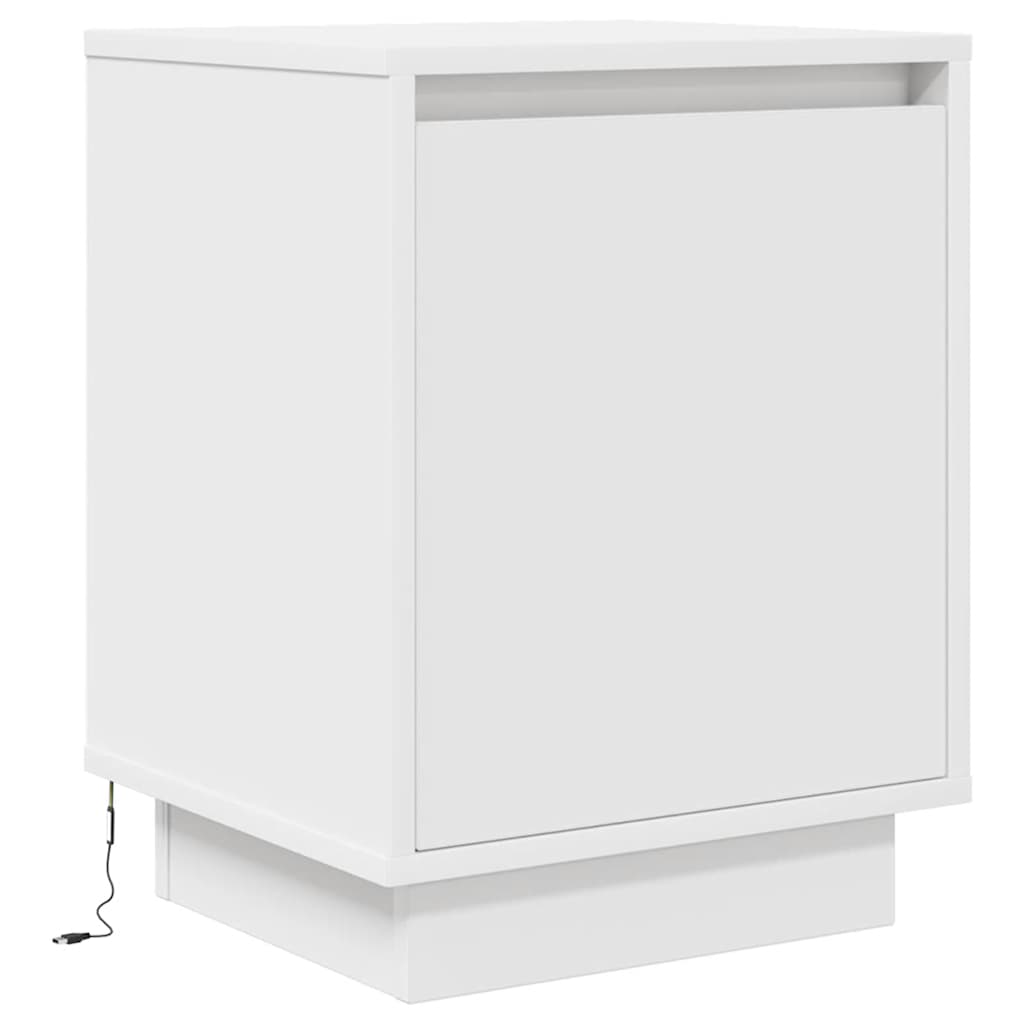Nachttische mit LED-Leuchten 2 Stk. Weiß 38x34x50 cm
