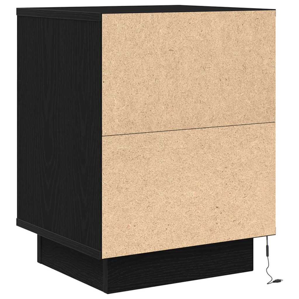 Nachttische mit LED-Leuchten 2 Stk. Schwarz 38x34x50 cm