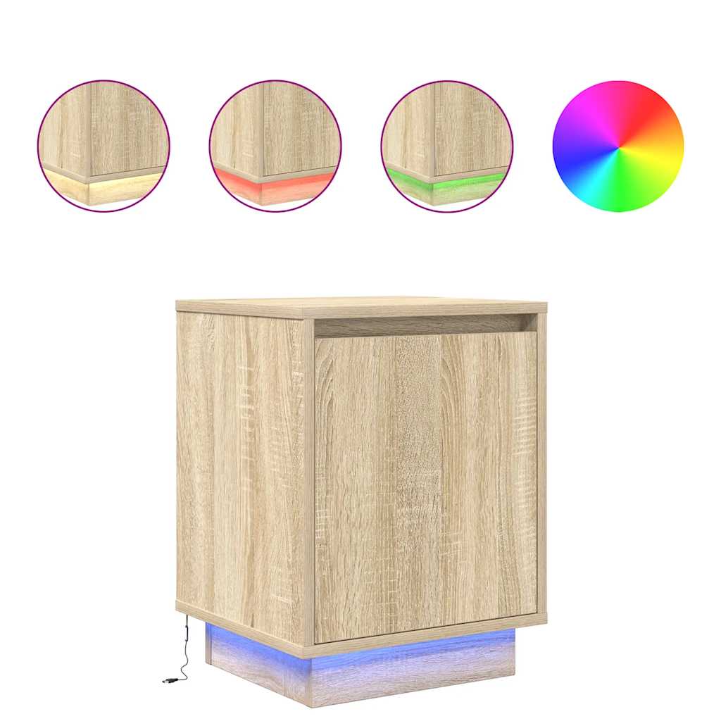Nachttische mit LED-Leuchten 2 Stk. Sonoma-Eiche 38x34x50 cm