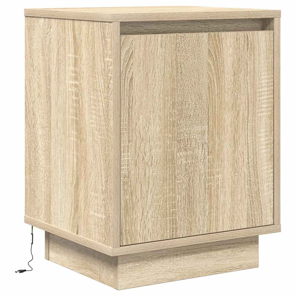 Nachttische mit LED-Leuchten 2 Stk. Sonoma-Eiche 38x34x50 cm