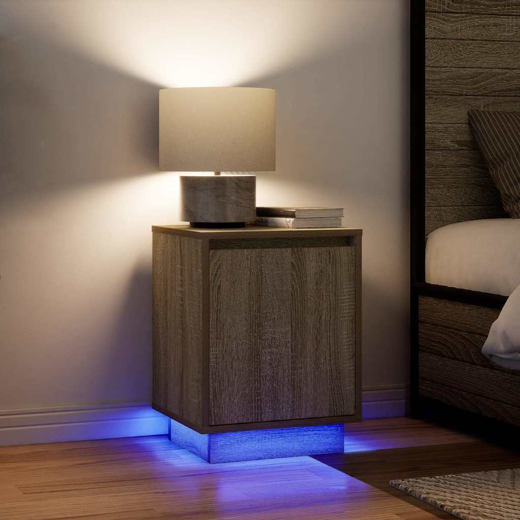 Nachttische mit LED-Leuchten 2 Stk. Sonoma-Eiche 38x34x50 cm