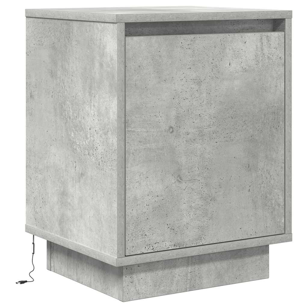 Nachttische mit LED-Leuchten 2 Stk. Betongrau 38x34x50 cm