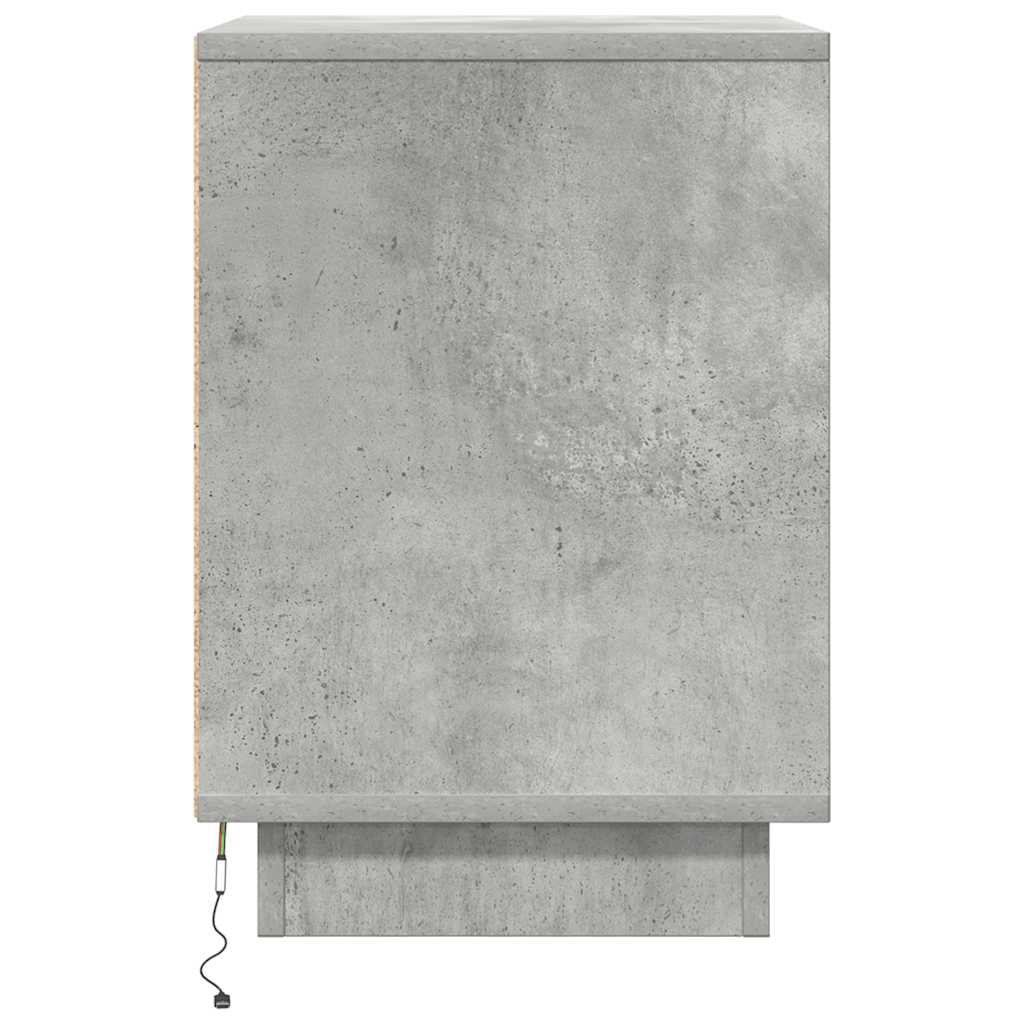 Nachttische mit LED-Leuchten 2 Stk. Betongrau 38x34x50 cm