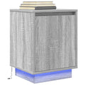 Nachttisch mit LED-Leuchten Grau Sonoma 38x34x50 cm