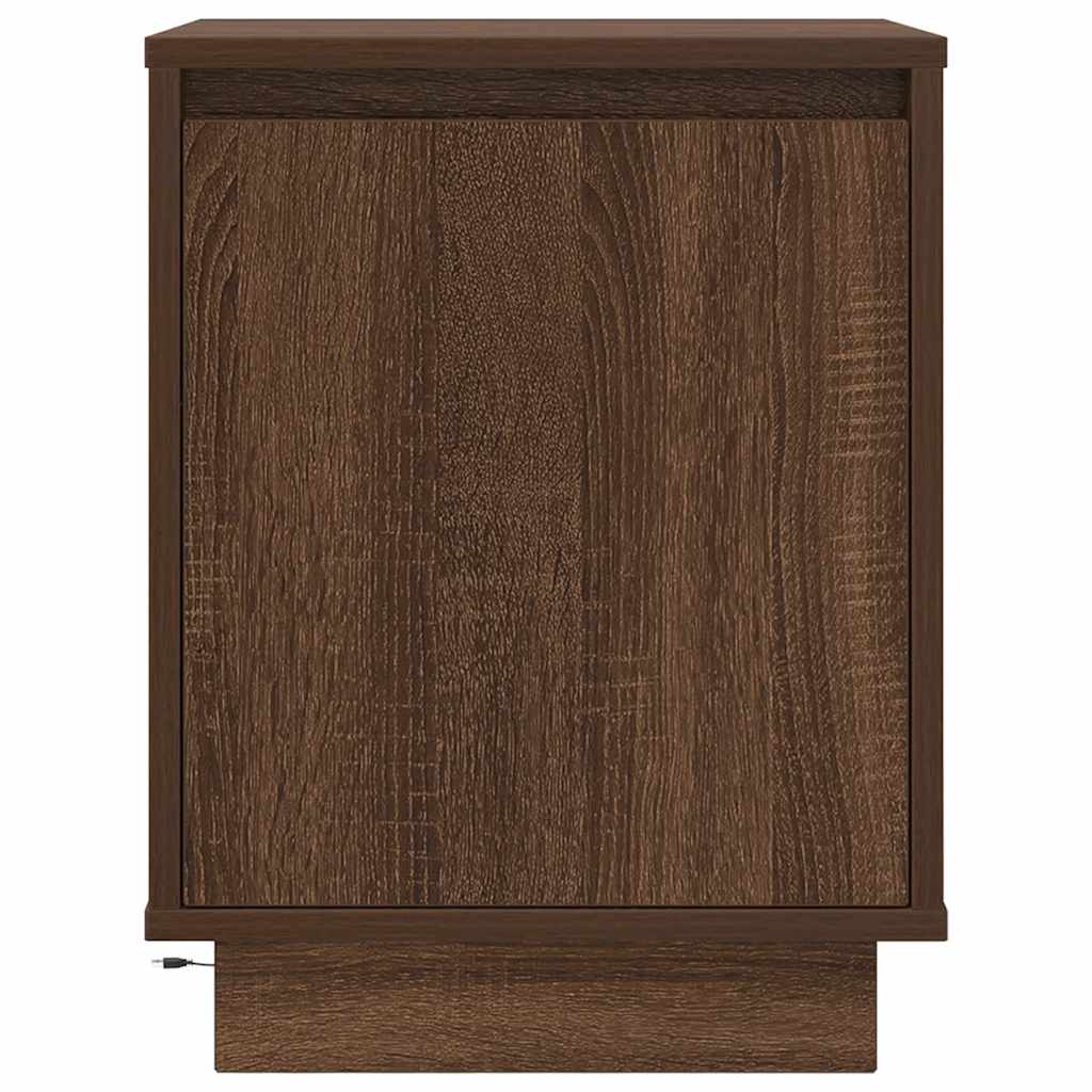 Nachttisch mit LED-Leuchten Braun Eichen-Optik 38x34x50 cm