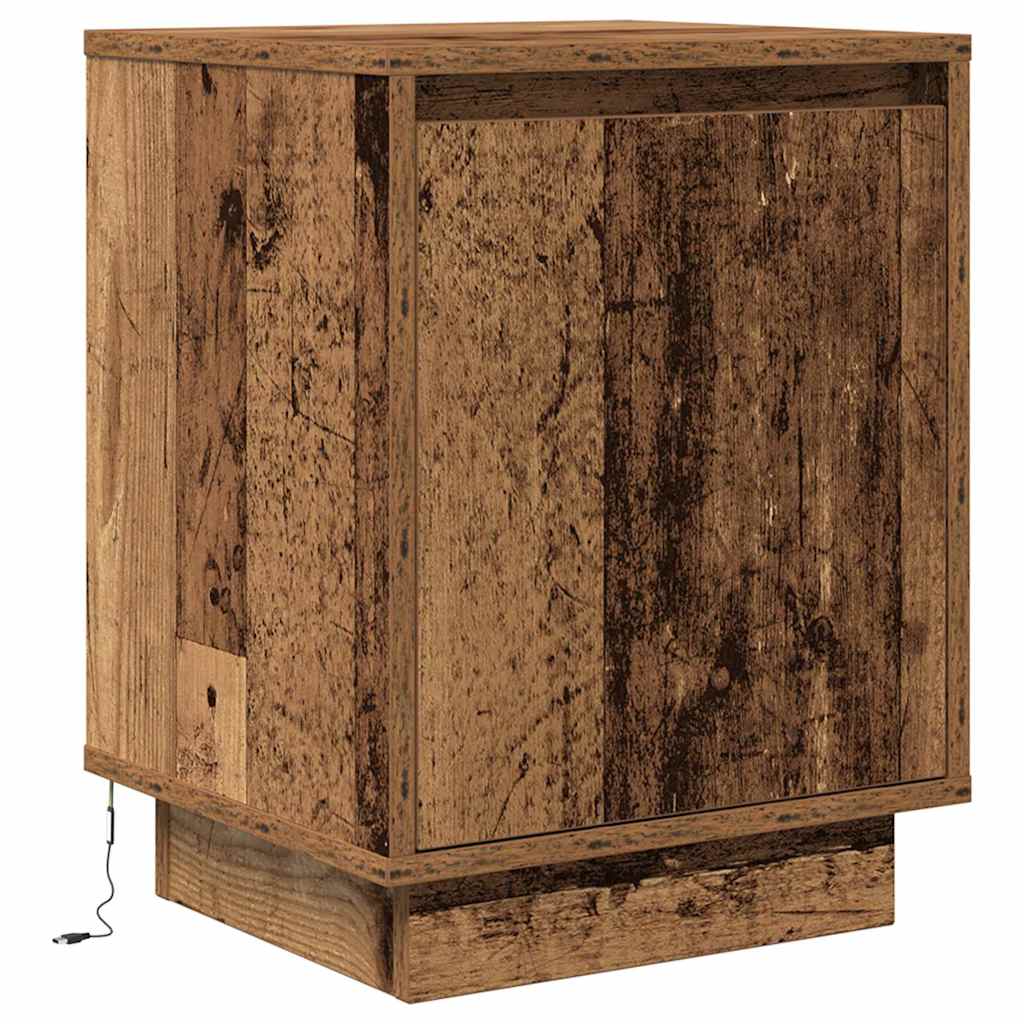 Nachttische mit LED-Leuchten 2 Stk. Altholz-Optik 38x34x50 cm