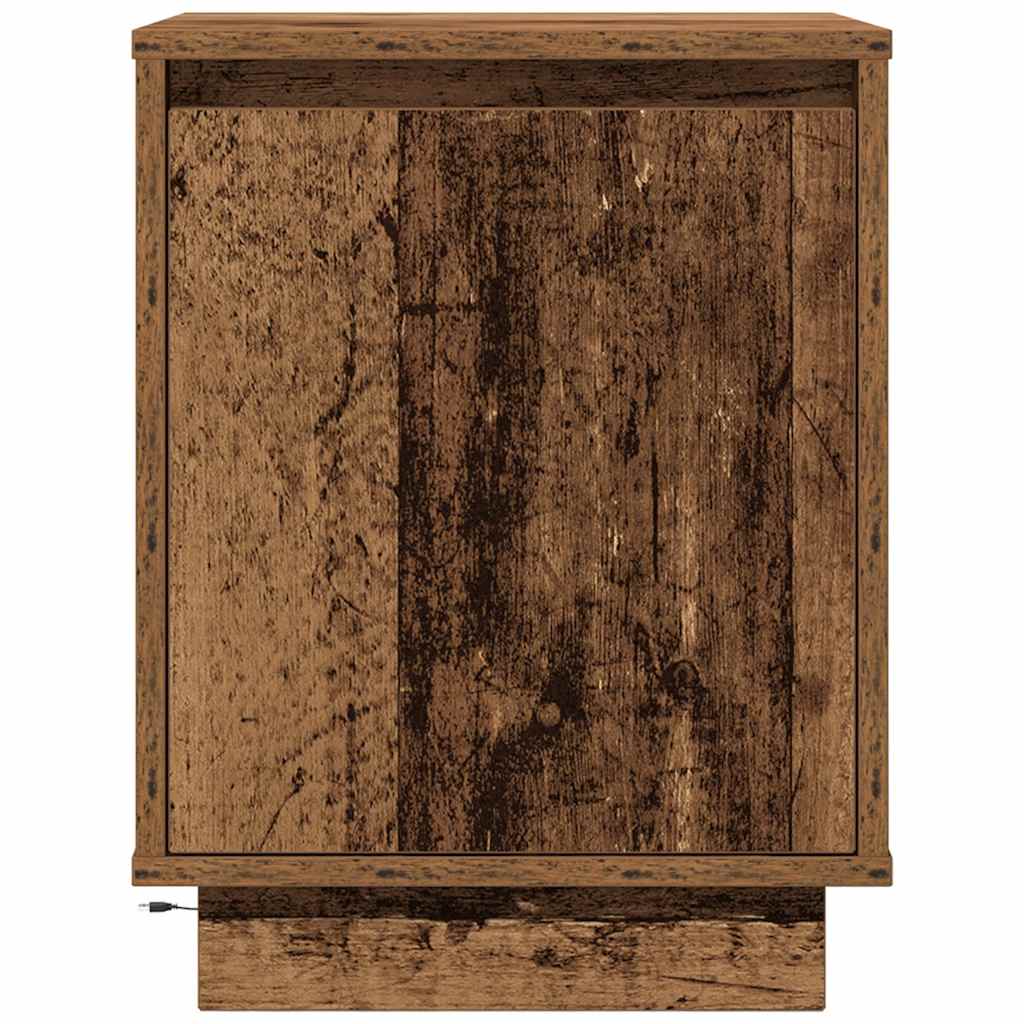 Nachttische mit LED-Leuchten 2 Stk. Altholz-Optik 38x34x50 cm