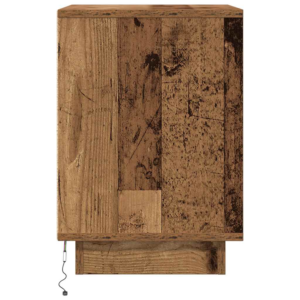 Nachttische mit LED-Leuchten 2 Stk. Altholz-Optik 38x34x50 cm