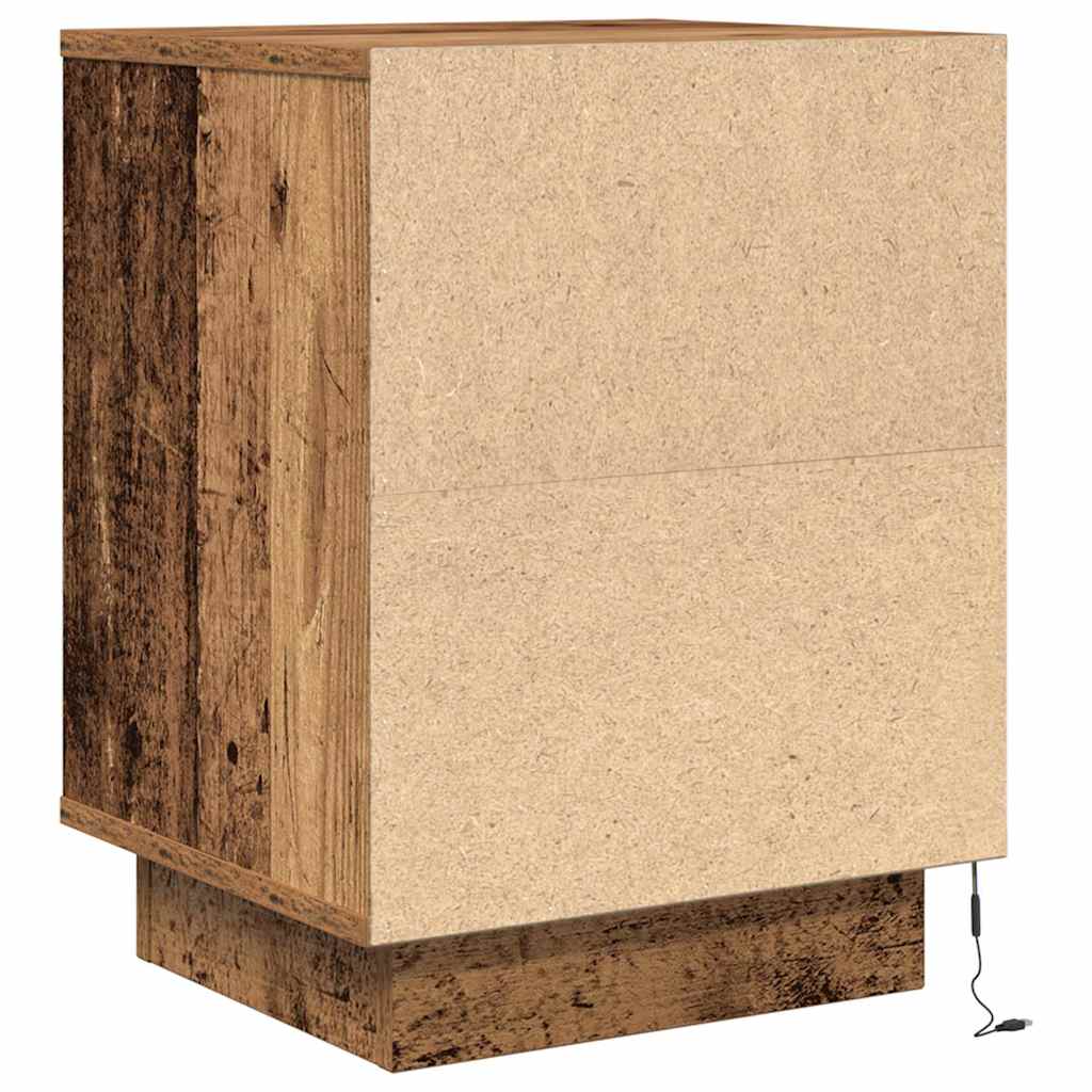 Nachttische mit LED-Leuchten 2 Stk. Altholz-Optik 38x34x50 cm