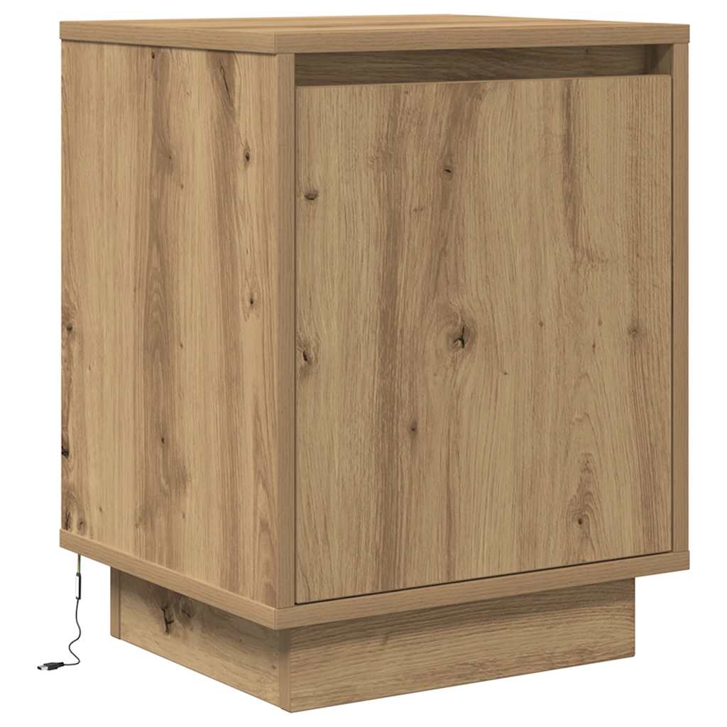 Nachttische mit LED-Leuchten 2 Stk. Artisan-Eiche 38x34x50 cm