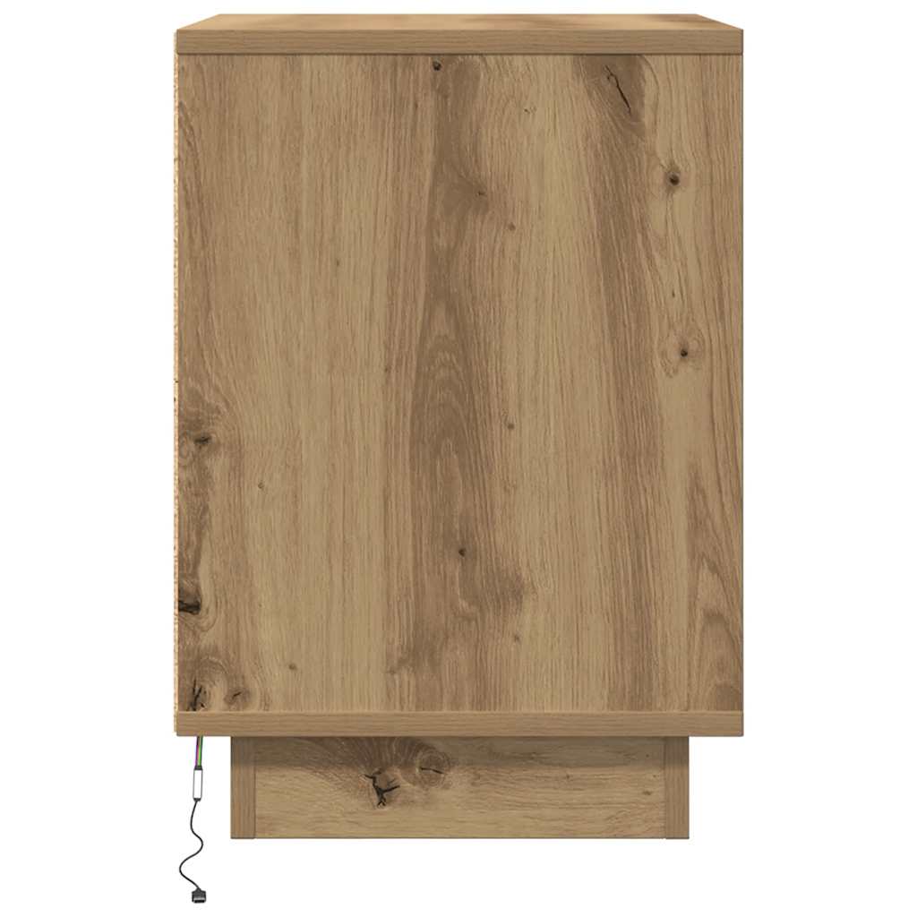 Nachttische mit LED-Leuchten 2 Stk. Artisan-Eiche 38x34x50 cm