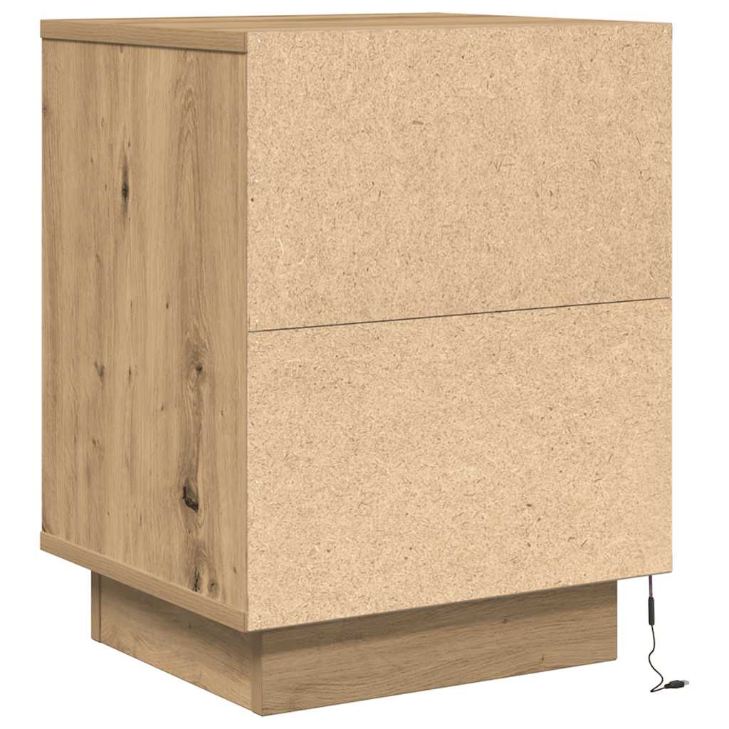 Nachttische mit LED-Leuchten 2 Stk. Artisan-Eiche 38x34x50 cm