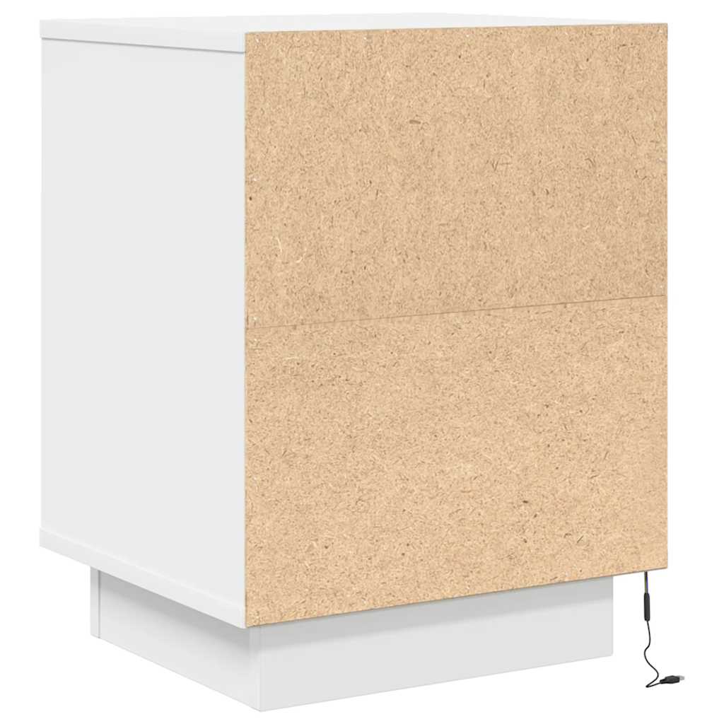 Nachttische mit LED-Leuchten 2 Stk. Weiß 38x34x50 cm