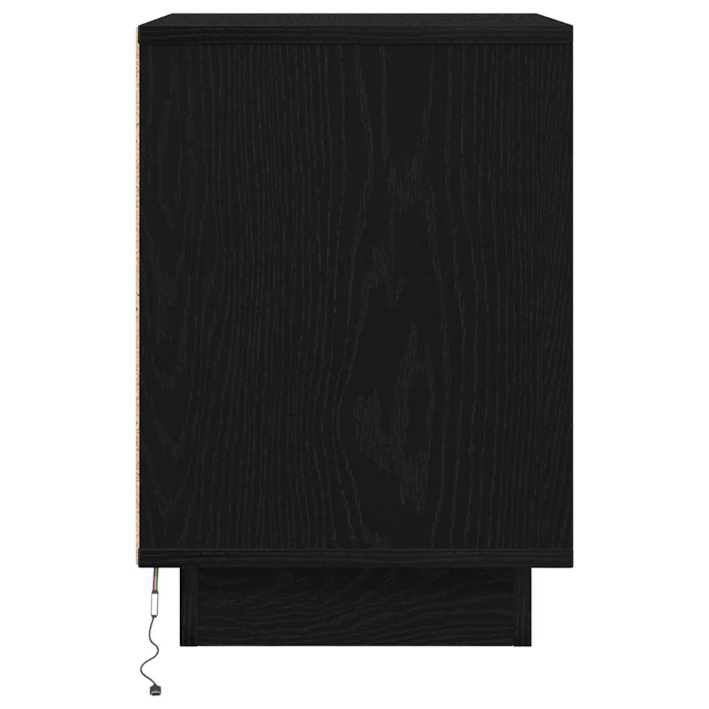 Nachttisch mit LED-Leuchten Schwarz 38x34x50 cm