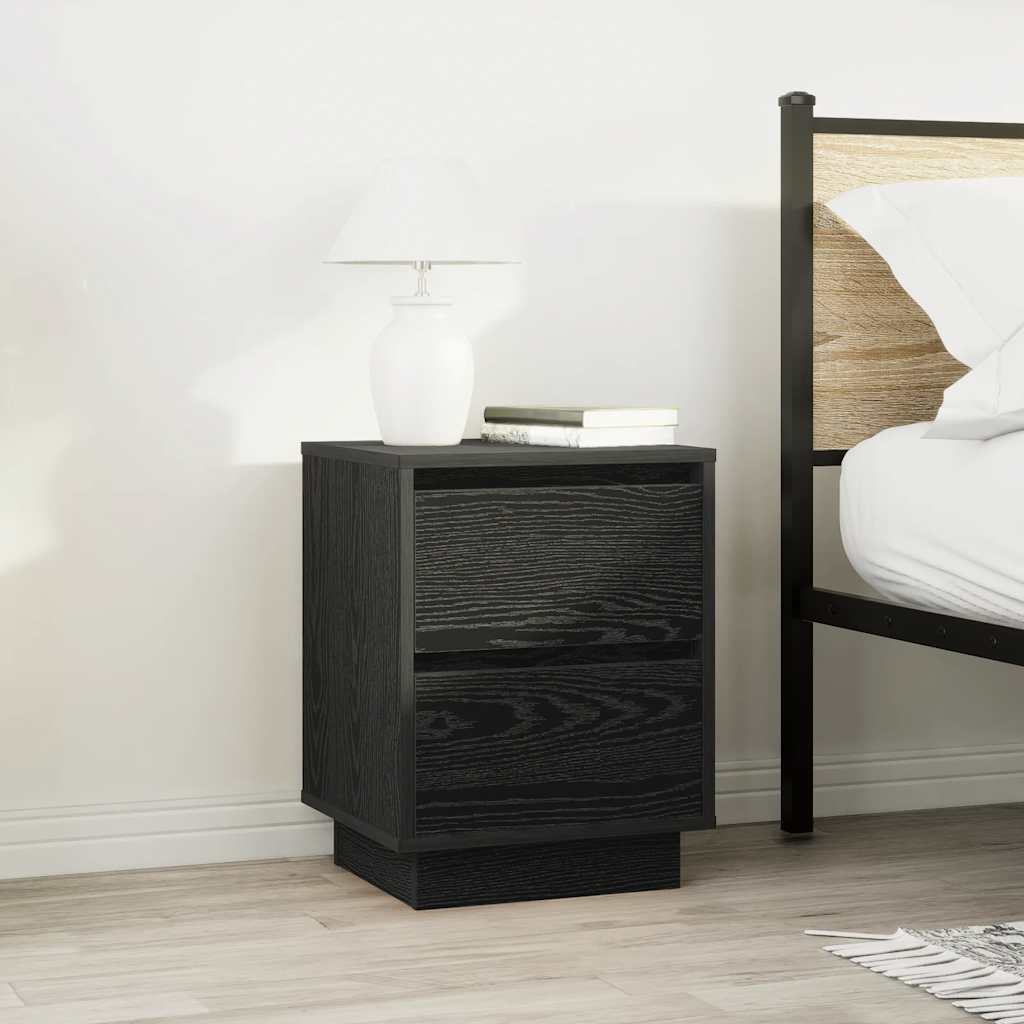 Nachttische mit LED-Leuchten 2 Stk. Schwarz 38x34x50 cm