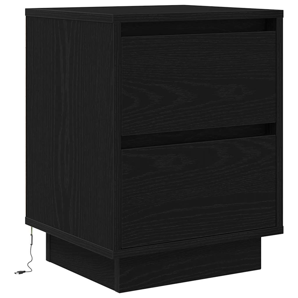 Nachttische mit LED-Leuchten 2 Stk. Schwarz 38x34x50 cm