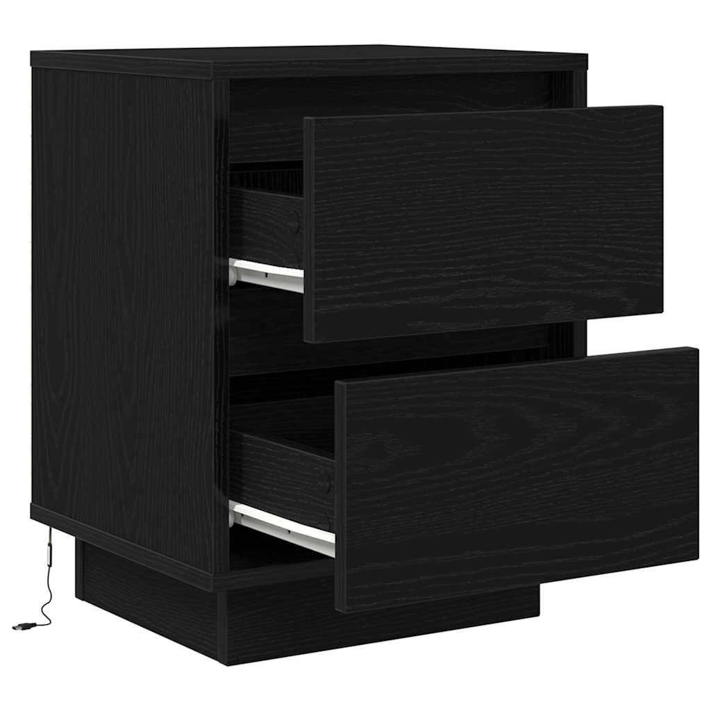 Nachttische mit LED-Leuchten 2 Stk. Schwarz 38x34x50 cm