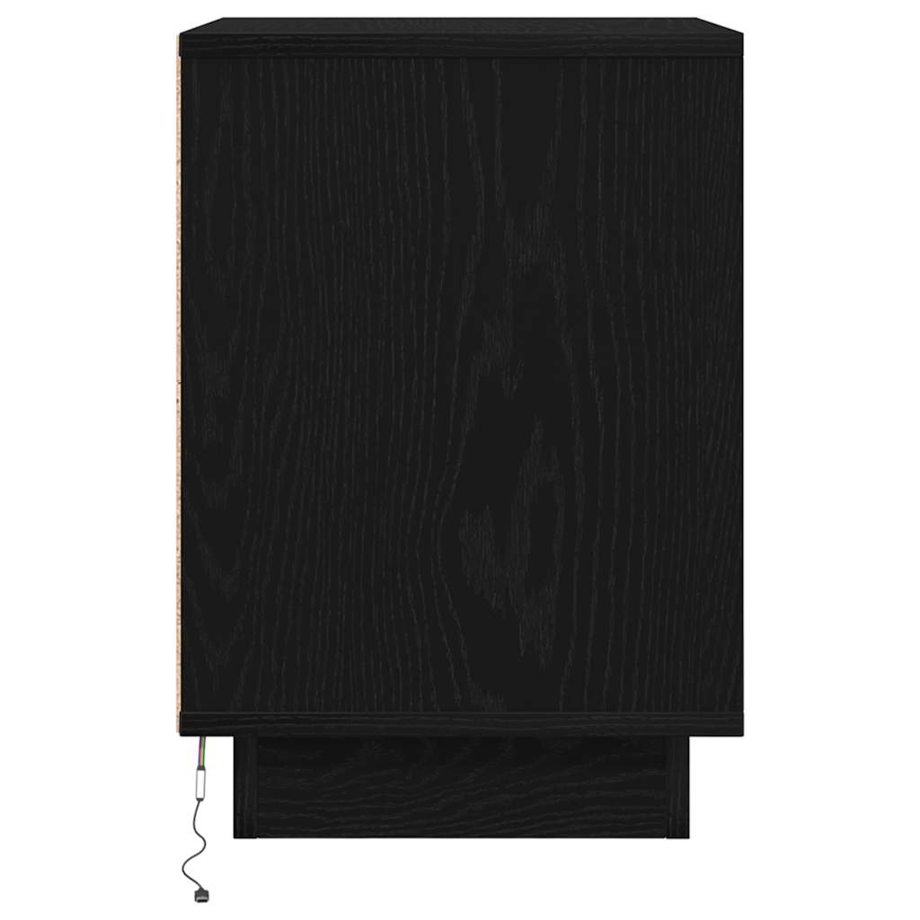 Nachttische mit LED-Leuchten 2 Stk. Schwarz 38x34x50 cm