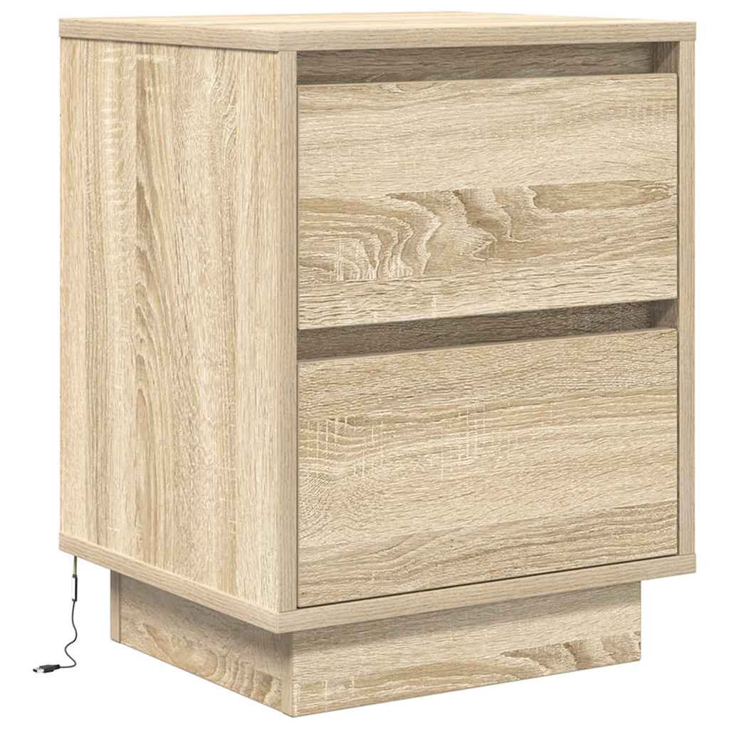 Nachttische mit LED-Leuchten 2 Stk. Sonoma-Eiche 38x34x50 cm