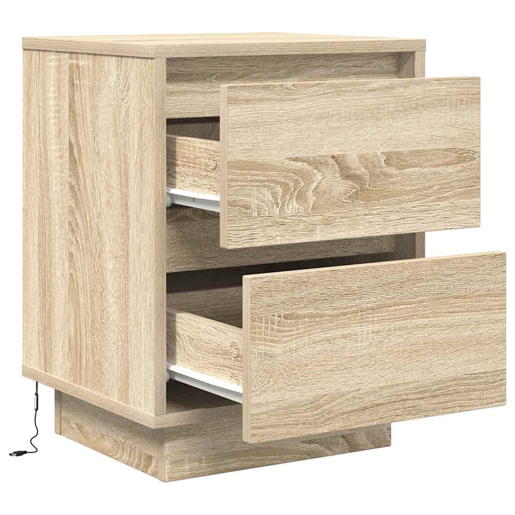 Nachttische mit LED-Leuchten 2 Stk. Sonoma-Eiche 38x34x50 cm