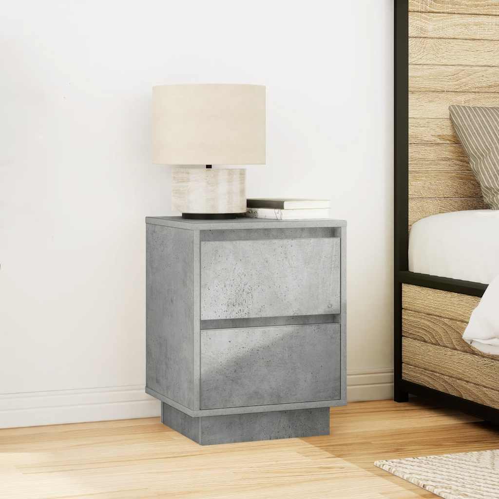 Nachttische mit LED-Leuchten 2 Stk. Betongrau 38x34x50 cm